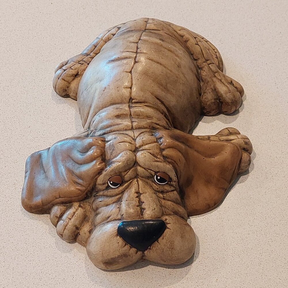 Kimple Mold 1986 Vintage Hand-Painted Ceramic Lounging Dog Figurine